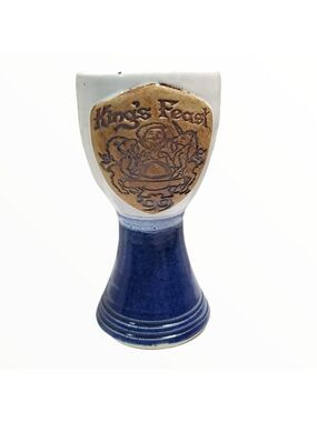 Vtg Renaissance Kings Feast Goblet pottery glazed Texas Ren Fair wine beer